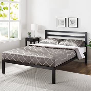 Mainstays Metal Platform Bed with Metal Headboard Romantic Bedrooms, Walmart Bedding, Nyc Apt, Tall Bed, Modern Rooms, Metal Headboard, Wooden Headboard, Mattress Support, Metal Platform Bed