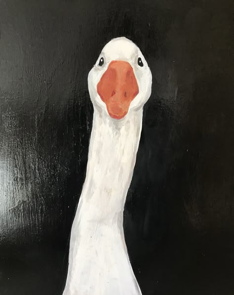 Oil Painting Funny, Goose Acrylic Painting, Goose Art Illustrations, Silly Goose Painting, Duck Painting Acrylic, Painting Ideas On Canvas Animals, Goose Painting, Goose Illustration, Goose Drawing