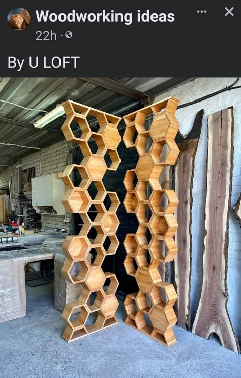 Honeycomb Shelves, Wood Projects Furniture, Wood Plans, Teds Woodworking, Diy Wood Projects Furniture, Woodworking Ideas, Diy Wood Projects, Wood Work, Diy Wood