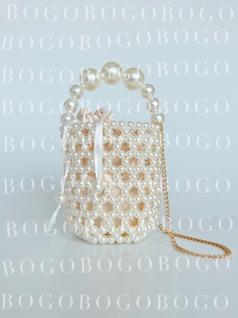 Pearl Beaded Bag, Pearl Bags, Hand Beaded Bag, Hexagonal Design, Satin Pouch, Crystal Bags, Hexagon Design, Girly Bags, Big Pearl