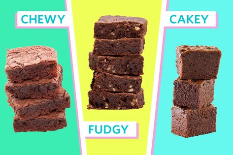 They each bring something a little different to the table. Here's what sets them apart. Cakey Brownies, National Brownie Day, Chewy Brownies Recipe, Brownies Recipe Homemade, Chocolate Dishes, Chewy Brownies, Baking Science, Baking Basics, Chocolate Squares