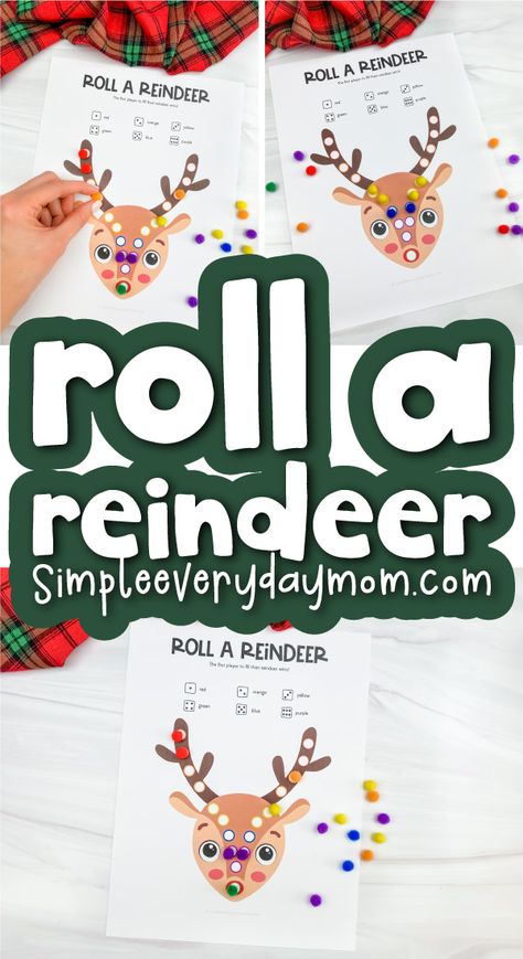 Kids will have a blast learn and playing with this free printable roll a reindeer game! Download the freebie on the blog and play as a family or in small groups at school! Reindeer Printable, Christmas Books For Kids, Kids Craft Supplies, Free Games For Kids, Reindeer Games, Quiet Time Activities, Toddler Art Projects, Days To Christmas, Christmas Download