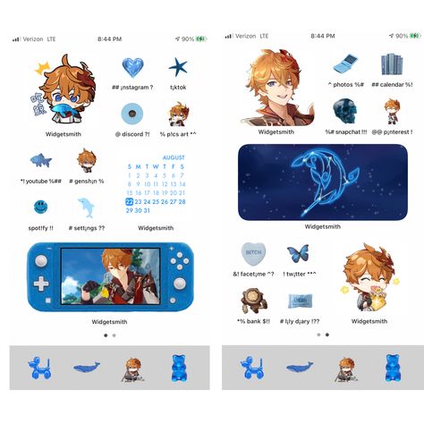 here’s my ios layout if anyone needs some ideas for a genshin themed layout!!! Iphone Genshin Theme, Childe Aesthetic Theme, Childe Themed Wallpaper, Childe Phone Design, Homescreen Layout Genshin, Tartaglia Phone Theme, Genshin Homescreen Ideas, Genshin Iphone Layout, Genshin Themed App Icons