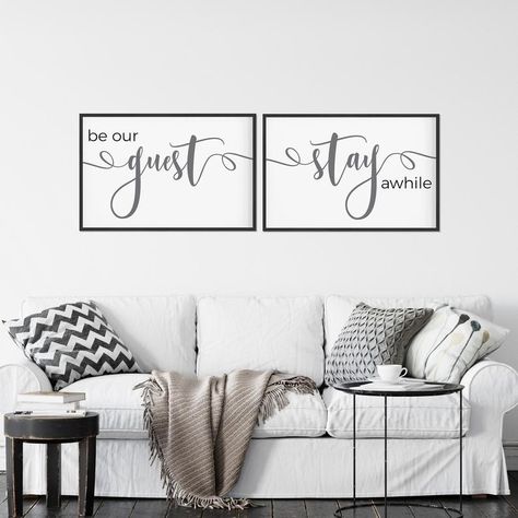 Guest Bedroom Wall Decor, Decor Guest Bedroom, Guest Room Wall Decor, Hobby Lobby Frames, Guest Room Sign, Farmhouse Guest Bedroom, Teen Girl Wall Art, Guest Bedroom Decor, Be Our Guest