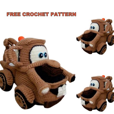 Amigurumi Cars Tow Mater Free Crochet Pattern - Amigurumi SDBES Crochet Gnomes, Disney Crochet Patterns, Tow Mater, Crochet Car, Crochet Disney, Easter Crochet Patterns, Amigurumi Elephant, Crochet Amigurumi Free Patterns, Free Amigurumi Patterns