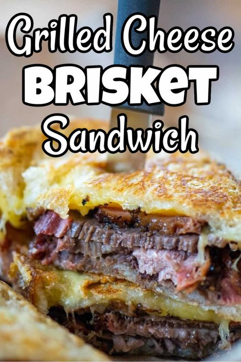 Use up the leftover brisket for a mega grilled cheese sandwich that will keep you full all day long. Incredibly rich and tender. #brisket #brisketleftovers #brisketsandwich Brisket Enchiladas Recipe, Brisket Enchiladas, Brisket Grilled Cheese, Brisket Grilled, Grilled Brisket, Tender Brisket, American Foods, Bacon Sandwich, Brisket Sandwich