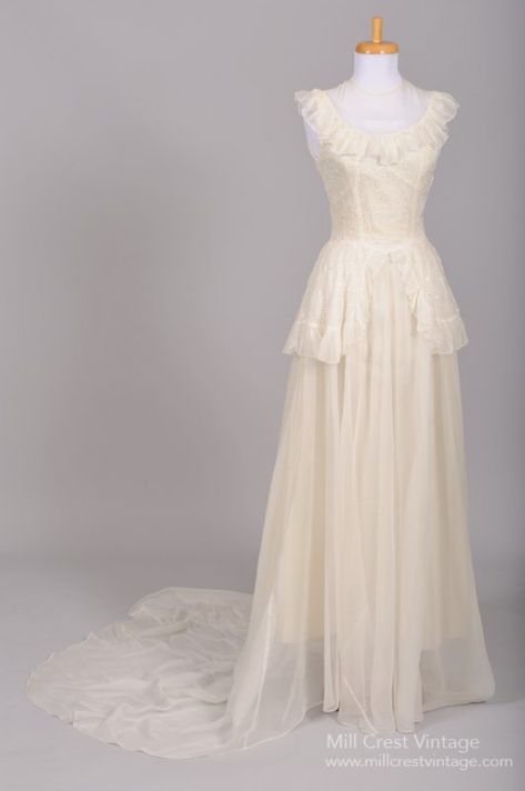 1940s Vintage Wedding Dress from Mill Crest Vintage Vintage Wedding Gown, Chic Vintage Brides, Vintage Wedding Dresses, Modesty Panel, Ruffle Wedding Dress, Jean Harlow, Ava Gardner, Wedding Gowns Vintage, Vintage Gowns