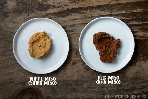 White (Shiro) and Red (Aka) miso comparison of color Shiro Miso Recipes, Peanut Butter Miso Cookies, Brown Butter Miso Cookies, Miso Butter Onions, Miso Honey Butter, Miso Butter Noodles, Lamb Steaks, Miso Butter, Red Miso