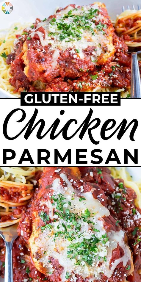 Skip the restaurant and enjoy this gluten-free chicken parmesan for dinner tonight! A crispy crust made from Parmigiana cheese and gluten-free breadcrumbs coats juicy chicken breasts that are cooked in a skillet with a marinara tomato sauce. Serve it over a bed of spaghetti pasta with shredded Mozzarella cheese for a healthy Italian dish that can easily be made completely gluten-free! Try this dish for a delightful GF lunch or dinner today! Gluten Free Chicken Parmesan, Chicken Parmesan Recipe Easy, Gluten Free Brands, Chicken With Italian Seasoning, Easy Chicken Parmesan, Healthy Italian, Dinner Today, Gluten Free Noodles, Parmesan Recipes