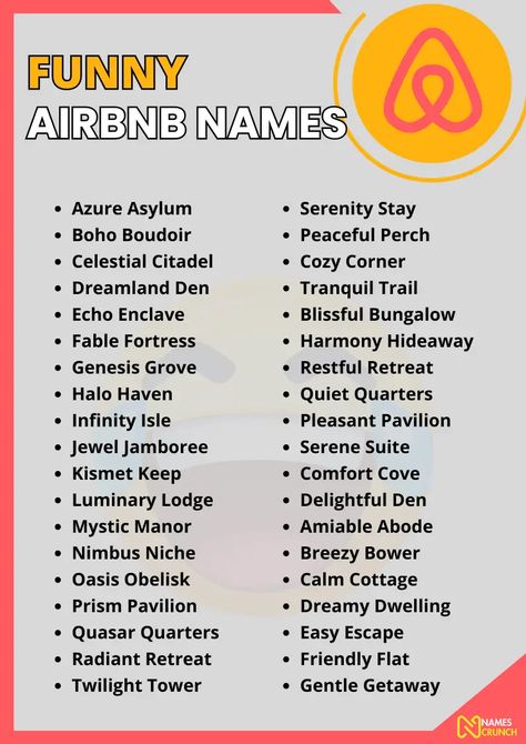 550+ Funny Airbnb Names: A Guide to Creative Listings - Names Crunch Air Bnb Name Ideas, Airbnb Names Ideas Unique, Unique Airbnb, Airbnb Ideas, Business Vision Board, Business Vision, Catchy Names, Air Bnb, Digital Detox