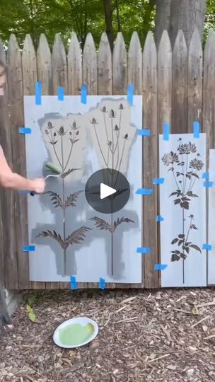 Flower Stencils, Garden Fence Art, Stencil Wall Art, Garden Mural, Floral Stencil, Leaf Stencil, Blooming Garden, Fence Art, Christmas Float Ideas