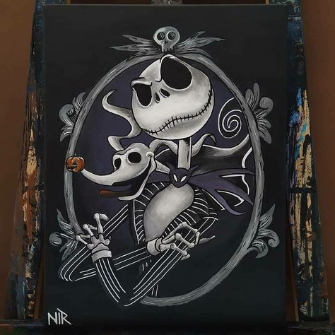 Nightmare before Christmas jack Skellington acrylic painting by Nir Sagiv Jack Skellington Painting, Jack Skellington Drawing, Nightmare Before Christmas Drawings, Nightmare Before Christmas Tattoo, Harry Potter Painting, Christmas Tattoo, Tim Burton Art, Halloween Wood Crafts, Christmas Jack Skellington