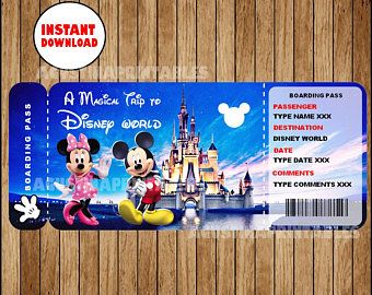 Disney World Surprise Trip Christmas Gift Surprise Trip to | Etsy Surprise Disney Trip Reveal, Disney Ticket, Disney Trip Reveal, Ticket Template Free, Disney Trip Surprise, Boarding Pass Template, Disneyland Birthday, Printable Tickets, Disney Tickets