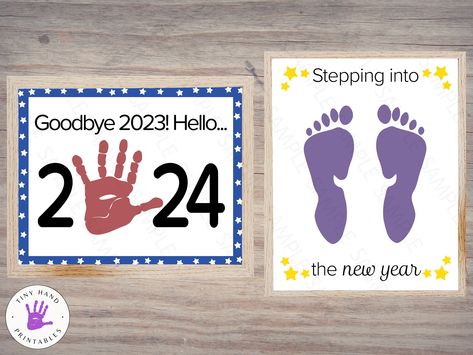 January Handprint Art, Footprint Keepsake, Footprint Craft, Toddler Arts And Crafts, Classroom Projects, New Year's Crafts, Daycare Crafts, Handprint Art, Toddler Art