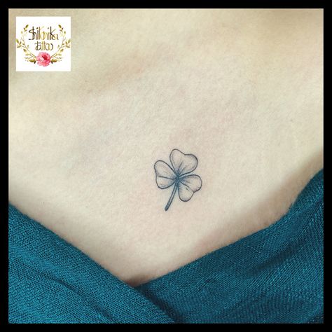 Three Leaf Shamrock Tattoo, Three Leaf Clover Tattoo, Tiny Clover Tattoo, Clover Tattoo, Shamrock Tattoos, Cursive Tattoos, Clover Tattoos, Initial Tattoo, Side Tattoos