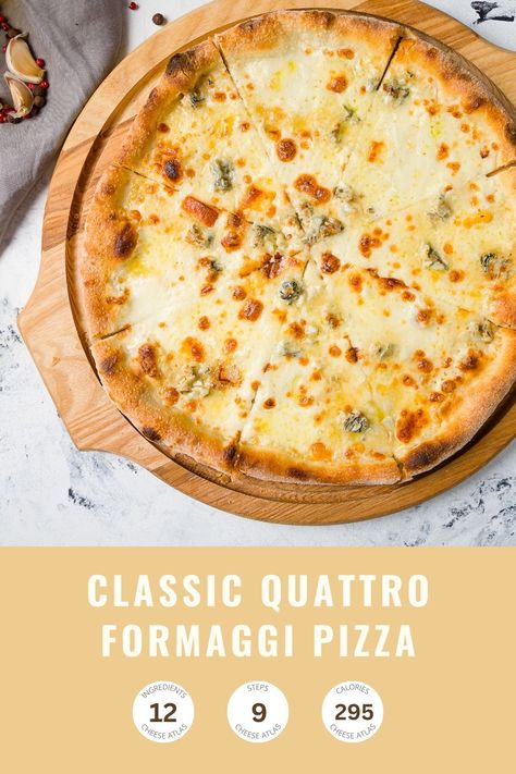 Quattro Formaggi Pizza, 4 Cheese Pizza, Pepperoni Pizza Casserole Recipe, Gorgonzola Pizza, Pizza Toppings Combinations, Pepperoni Pizza Casserole, Four Cheese Pizza, Truffle Pizza, Pizza Bowl