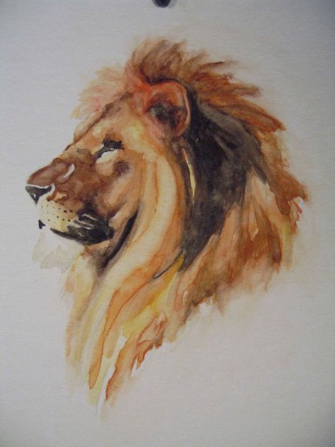 watercolor lion by paper-Panda Paper Panda, Lion Drawing, Lion Painting, Seni Cat Air, Lion Art, Lion Tattoo, A Lion, Watercolor Animals, Pablo Picasso