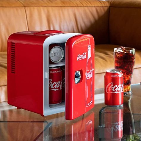 Vintage Coca-Cola Style 4 L/6 Can Portable Fridge/Mini Cooler Refrigerator for Food, Beverages, Drinks, Skincare, Snacks, Home, Bedroom, Office, Dorm, Travel, Car, Boat. Skincare Office, Table Top Fridge, Coca Cola Mini, Office Food, Dorm Fridge, Small Fridge, Portable Mini Fridge, Portable Fridge, Small Fridges