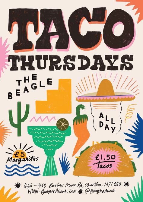 Taco Fest, La Rive, Design Posters, Event Poster, Food Festival, 로고 디자인, Graphic Design Posters, Identity Design, Creative Space