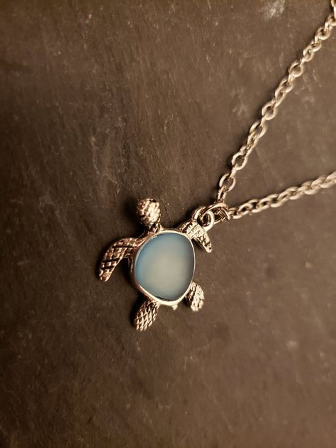 Silver Sea turtle Blue Sea Glass Necklace Antique Silver | Etsy Beachy Silver Jewelry, Silver Turtle Jewelry, Silver Beach Jewelry, Turtle Accessories, Blue Sea Glass Necklace, Surf Jewelry, Sea Necklace, Ocean Inspired Jewelry, Turtle Jewelry