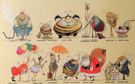 Bee Movie Characters, The Bee Movie, Animation News, Bee Movie, Character Design Sketches, Dreamworks Animation, The Bee, Cartoon Character Design, Illustration Character Design