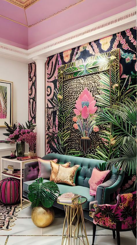 Maximalist Commercial Design, Maximalism Living Room, Modern Eclectic Interior Design, Eclectic Maximalism, Maximalist Interior, Maximalist Home, Maximalist Decor, Ideas Living Room, Decor Living Room