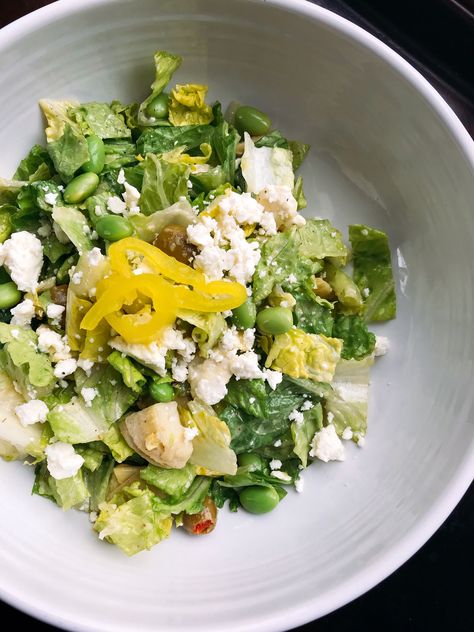 Pepperoncini Salad, Pepperoncini Vinaigrette, Salad With Pepperoncini, Salad Romaine, Crisp Salad, Salad For Lunch, Edamame Salad, Pepperoncini Peppers, Romaine Salad