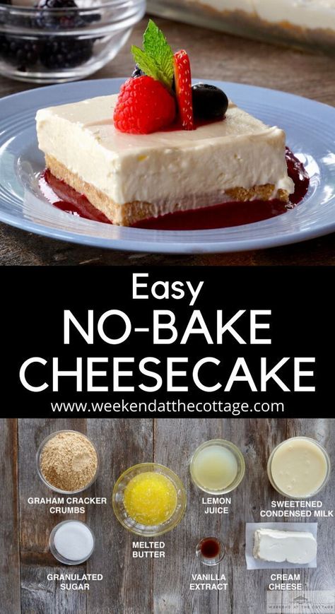 Cream Cheese No Bake Dessert, Cheesecake Condensed Milk, Cheesecake With Condensed Milk, Condensed Milk Cheesecake Recipes, No Bake Cheesecake Filling, Berry Coulis, Crumb Crust, Special Meals, Easy No Bake Cheesecake