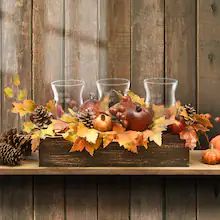 Fall Centerpieces, Fall Table Centerpieces, Farmhouse Centerpiece, Pomegranate Fruit, Candle Ideas, Fall Floral Arrangements, Candleholder Centerpieces, Fall Thanksgiving Decor, Thanksgiving Table Settings