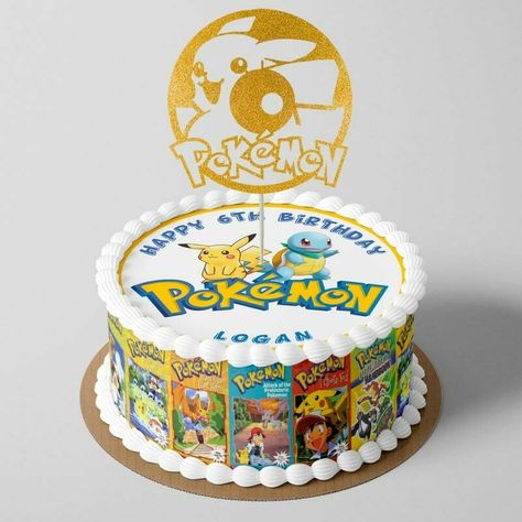 Icing Cake Decoration, Pokémon Cake, Pokemon Birthday Cake, Icing Cake, Pokemon Cake, Best Edibles, Grandson Birthday, Edible Icing Sheets, Video Games Birthday