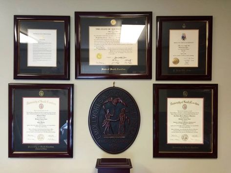 Diploma Wall Decor, Diploma Wall, Director Office, Diploma Display, Degree Display, Degree Frame, Degree Wall, Diploma Certificate, Certificate Frames