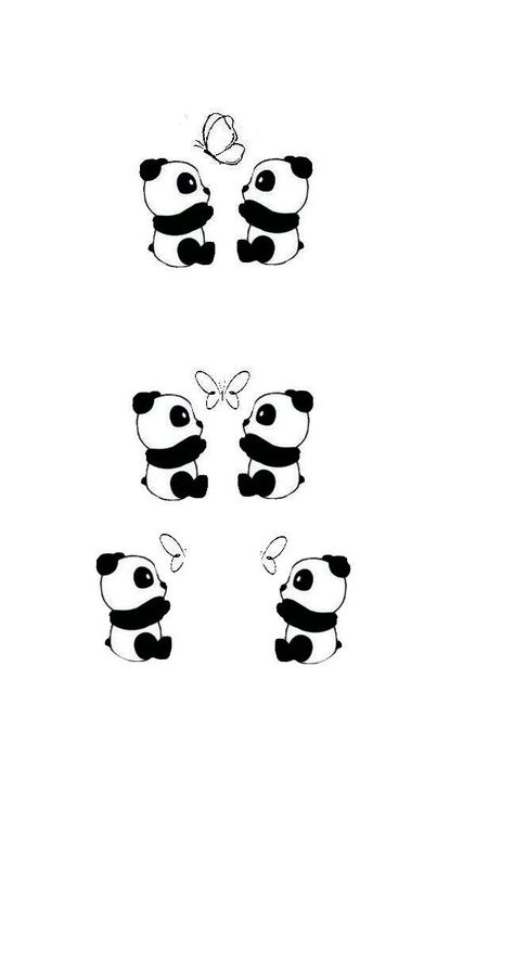 Matching Panda Tattoos, Tiny Panda, Random Tattoos, Partner Tattoos, Minimal Tattoos, Panda Tattoo, Alphabet Code, Bunny Tattoos, Bff Tattoos