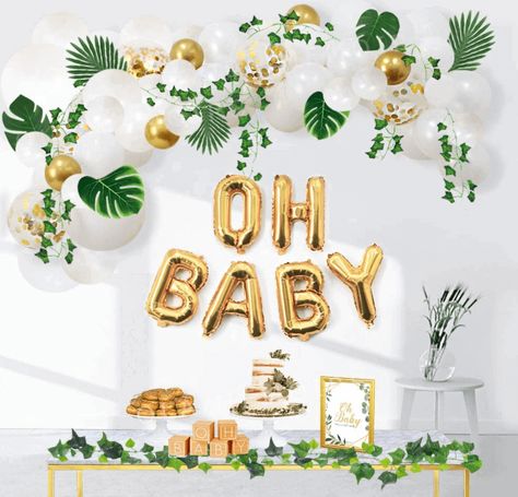 Jungle Baby Shower Centerpieces, Safari Baby Shower Decorations, Safari Balloon, Tropical Baby Shower, Sweet Decoration, Jungle Baby Shower Theme, Baby Balloon, Garland Arch, Baby Banners