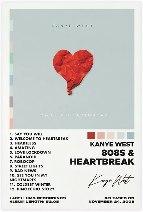 "🎶 Immerse your space in the emotions of 808s & Heartbreak Album Cover! 🖼️✨ Canvas Poster, 12x18 inches, perfect for Living Room or Bedroom. Unframe the style, amplify the vibes! 🌌 #808sHeartbreak #CanvasArtDecor Yebbas Heartbreak Poster, Yebbas Heartbreak Album Cover, Heartbreak Album Cover, Yeezus Album Cover, 808s And Heartbreak, Kanye West Poster, Rap Album Covers, Album Artwork Cover Art, Album Wall