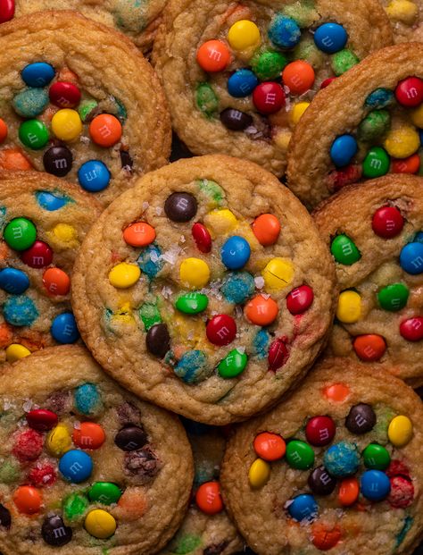 Brown Butter M&M Cookies - Baker by Nature Brown Butter M And M Cookies, Mand M Cookies, Brown Butter M&m Cookies, Chewy M&m Cookies, Browned Butter Sugar Cookies, Peanut Butter M M Cookies Recipe, Chocate Chip Cookies, M And M Cookie Recipe, M&m Cookies