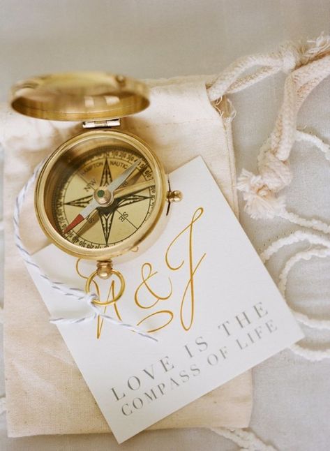 This golden compass wedding favor is perfect for a nautical or outdoorsy wedding location Compass Wedding, Travel Theme Bridal Shower, Travel Inspired Wedding, Nautical Wedding Theme, Travel Theme Wedding, Invitations Diy, A Compass, Beach Wedding Favors, Museum Wedding