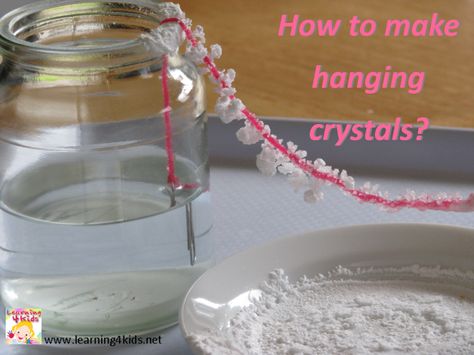 How to make Hanging Crystals? | learning 4 kids Crystals At Home, Make Crystals, How To Make Crystals, Science Activity, Easy Science Experiments, Kids Science, Science Activities For Kids, Crystals Healing, Science Project