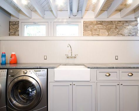 Decor and Storage Tips for Basement Laundry Rooms Basement Laundry Room Makeover, Contemporary Laundry Room, Low Ceiling Basement, Utility Room Designs, Basement Laundry Room, Basement Laundry, Small Basements, Basement Ceiling, Laundry Room Remodel