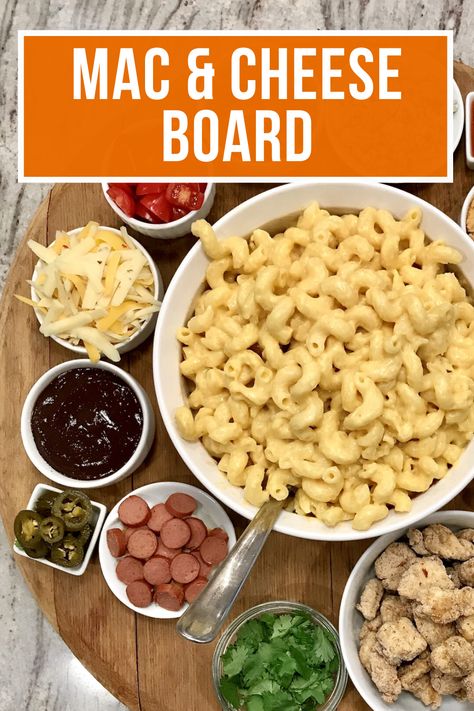 MAC & CHEESE BOARD Mac And Cheese Board, Mac And Cheese Charcuterie Board, Easy Mac N Cheese, Cheese Charcuterie Board, Diy Dinner, Stovetop Mac And Cheese, Easy Lunch Boxes, Creamy Mac And Cheese, Make Ahead Lunches