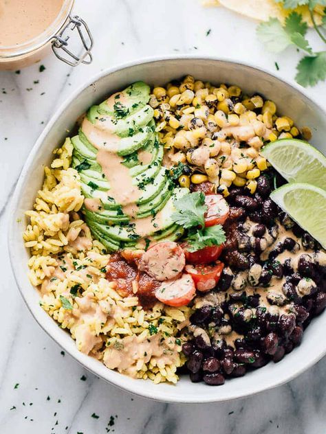 Black Bean Burrito Bowl (Plant Based) - Little Spoon Farm Dinner Mexican, Black Bean Burrito, Creamy Chipotle Sauce, Burrito Bowls Recipe, Healthy Bowls, Cooking Black Beans, Burrito Bowl, Canned Black Beans, Black Bean