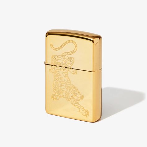 High polished brass for your next smoke break. Zippo Lighter Custom, Personalized Lighters, Fun Beauty Products, Zippo Collection, Four Twenty, Brass Shell, World Wars, Cool Lighters, Jungle Cat