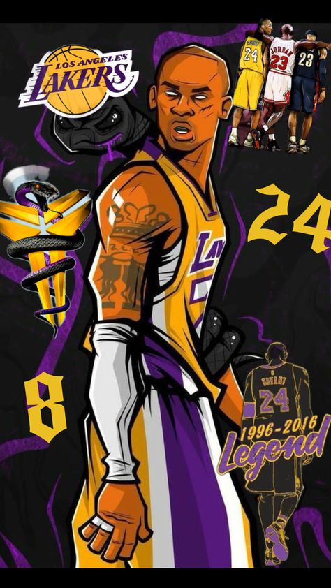 Nba Legends Art, Kobe Brayant, Football Paintings, Kobe Bryant Lebron James, Basketball Artwork, Basketball Drawings, Nba Artwork, Nba Basketball Art, Kobe Bryant Pictures