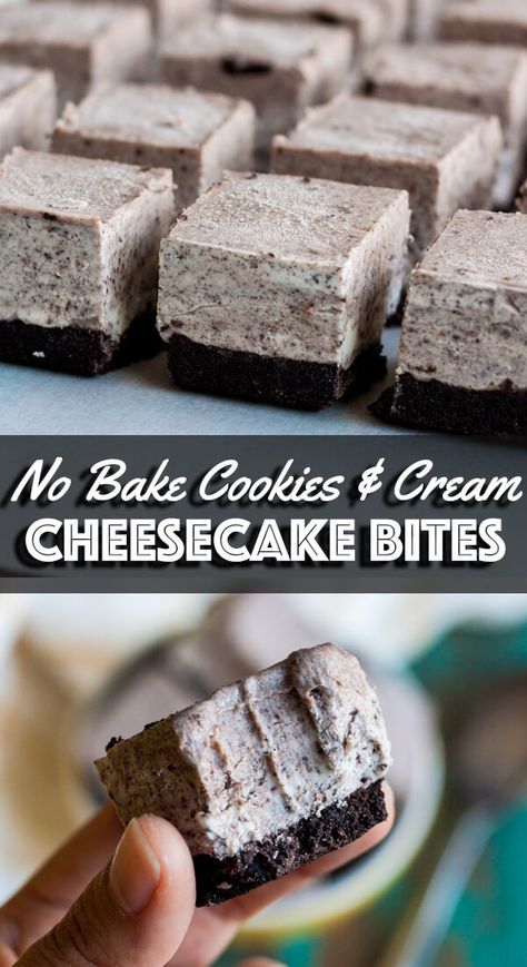 Oreo Cheesecake Bites, No Bake Oreo Cheesecake, Cookies And Cream Cheesecake, Cream Cheesecake, Delicious Deserts, Oreo Recipes, Recipes Appetizers, Cheesecake Bites, Bake Cookies