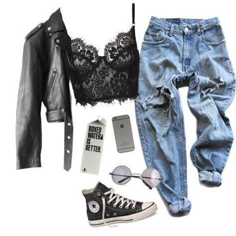 Jeans Polyvore, Outfit Party, Outfit Jeans, Rock Punk, Swaggy Outfits, 가을 패션, Teenage Fashion Outfits, Jeans Outfit, Edgy Outfits