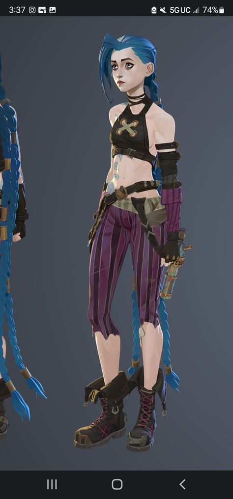 Jinx Arcane Full Body Reference, Jinx Arcane Costume, Jinx Arcane Full Body Image, Jinx Artwork, Jinx Full Body Arcane, Jinx Arcane Outfit, Jinx Poses, Jinx Cosplay Arcane, Jinx Reference