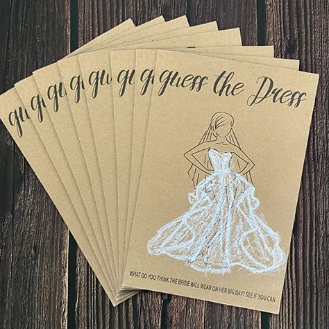 Guess The Dress Bridal Shower, Guess The Dress, Wedding Party Games, Party Dress Inspiration, Wishes For The Bride, Sharpie Paint Pens, Bridal Shower Bingo, Unique Wedding Receptions, Wedding Advice Cards