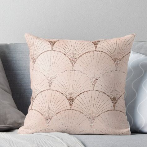 Super soft and durable 100% spun polyester Throw pillow with double-sided print. Cover and filled options. Glamorous rose gold and blush pink in this Art Deco design. Rose Gold Pillow, Fuzzy Pillows, Gold Pillow, Glam Chic, The White Stripes, Jewellery Store, Rose Gold Glitter, Art Deco Design, Pillow Sale