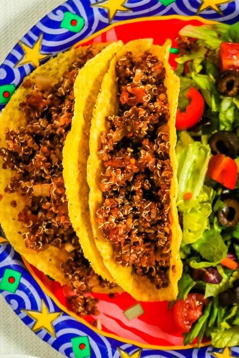 Vegetarian Taco Meat, Chickpea Walnut Taco Meat, Vegan Walnut Taco Meat, Quinoa Taco Meat, Lentil And Walnut Taco Meat, Sausage Tacos, Quinoa Tacos, Making Quinoa, Mexican Pizza