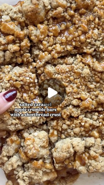 Alex on Instagram: "The sounds of a salted caramel apple crumble bar with a shortbread crust! #applecrumble #saltedcaramel #applepie #applecrisp" Caramel Apple Crumble Bars, Apple Crumble Bars, Caramel Apple Crumble, Shortbread Crust, Bar Cookies, Winter Ideas, Apple Crumble, Brownie Bar, Caramel Apple