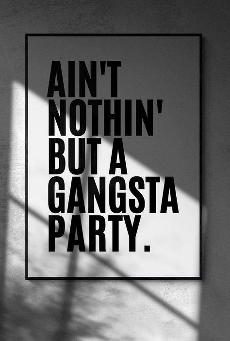 "🔊 'Ain't Nothin' But A Gangsta Party' is more than a lyric—it's a vibe! Get this digital wall art and turn any space into a hip-hop haven. 🔊 👀 Inside: DIGITAL FILE for quick setup 📥 Pure rap aesthetic 🎤 🔊 Why You'll Love It: Nods to rap legends 🙌 Adds urban grit to your decor 🏙️ Click the Etsy link to snag this rap classic for your walls. Ideal for parties or spaces that crave a hip-hop touch. 🌟 Rap Hip Hop Aesthetic, Hip Hop Gallery Wall, Hip Hop Lyrics Quotes, Rap Legends, Hip Hop Aesthetic, Rap City, American Songs, Hip Hop Lyrics, Printable Party Decorations